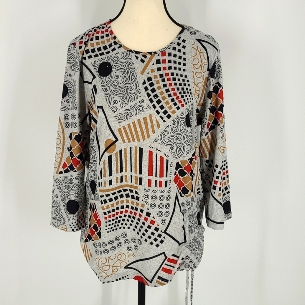 Marie Claire Size L Grey Abstract Top